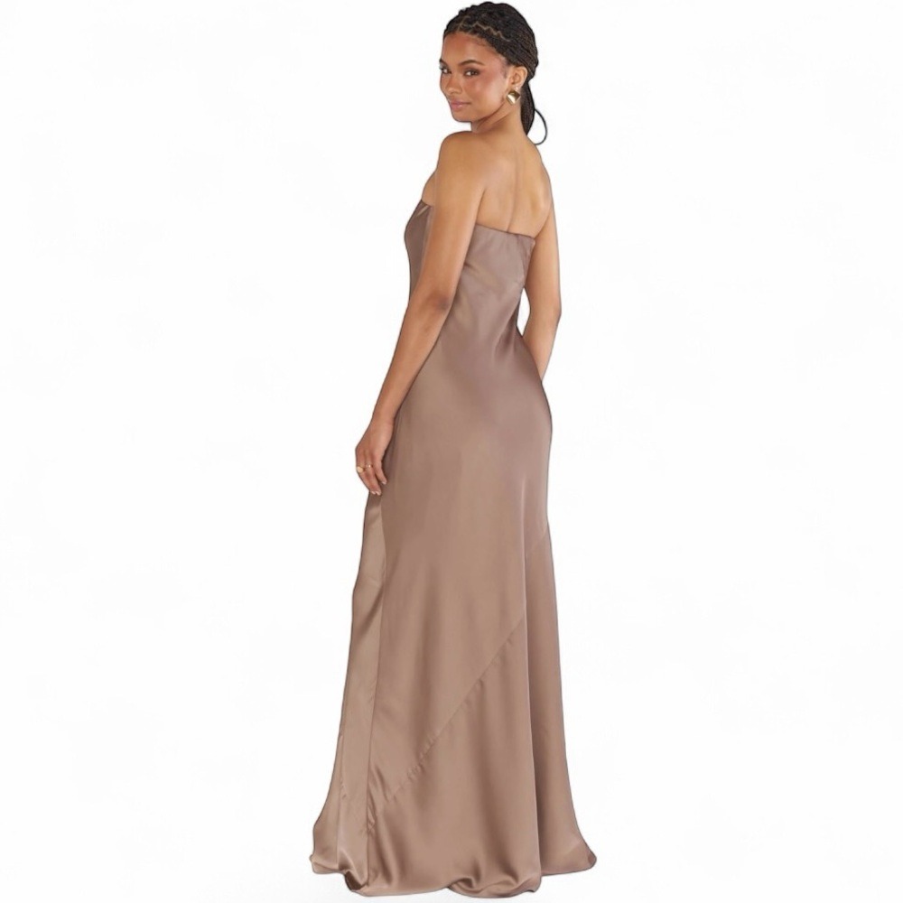 Show Me Your Mumu Taylor‎ Tube Maxi Dress Womens XS Dune Luxe Satin Strapless